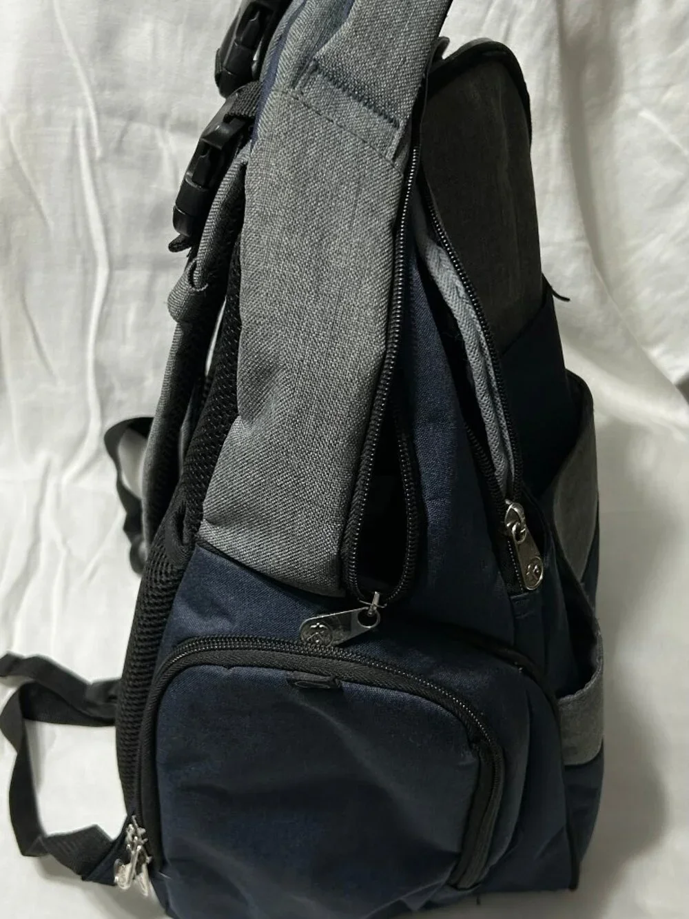 Fisher-Price Diaper Backpack Bag Lots of Pockets Blue and Gray